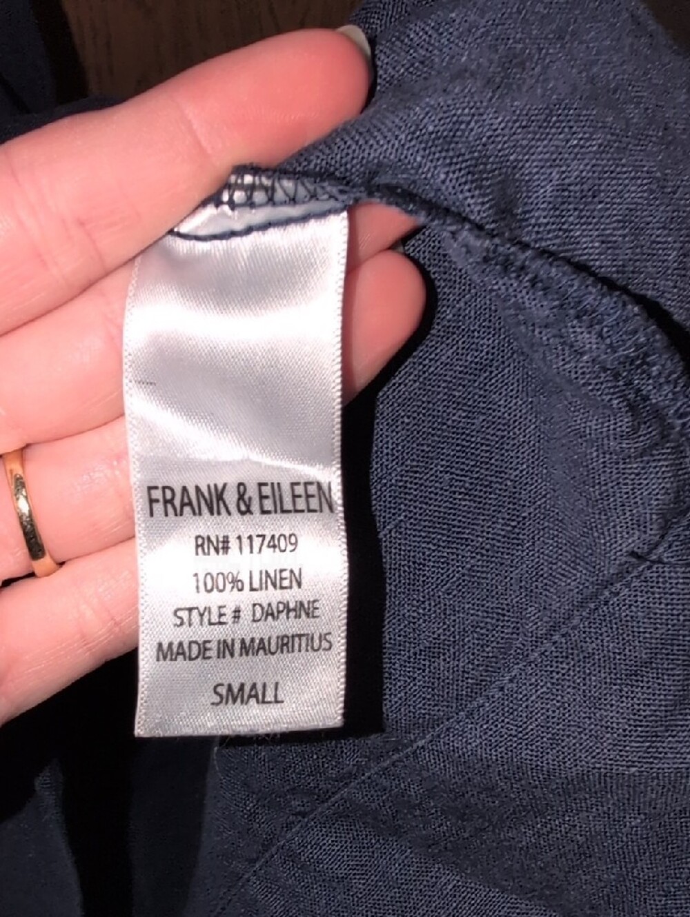 Frank & Eileen Navy 100% Linen Sleeveless Collared Maxi Sundress - Picture 4 of 8
